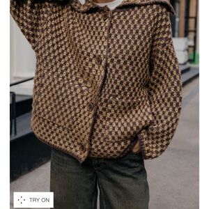 Zara Brown and Tan Checkered Jacket